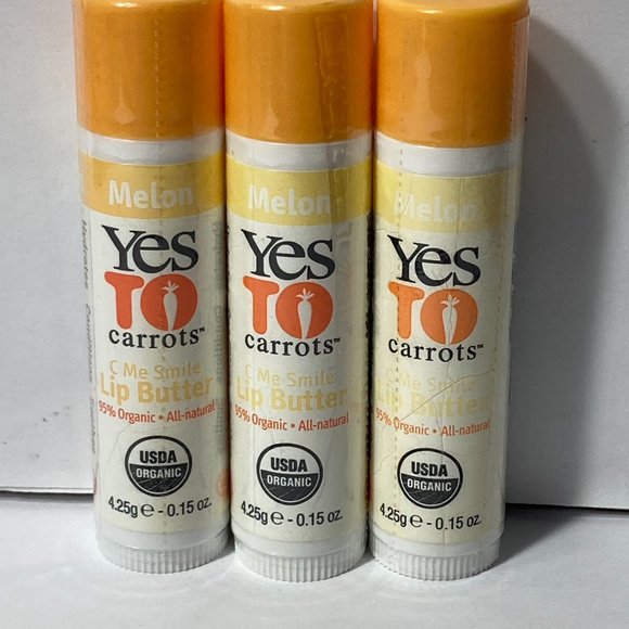 Yes To Carrots C Me Smile Melon Lip Balm Butter Set of 3 DISCONTINUED - Picture 1 of 16